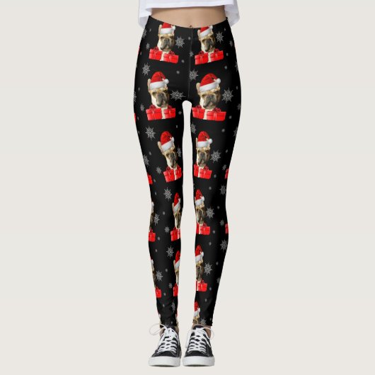 kerstfeest leggings mode  Bulldog (Voorkant)