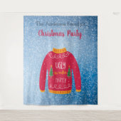 Kerstfeest lelijk truitje rood blauw sneeuw wandkleed (Voorkant)
