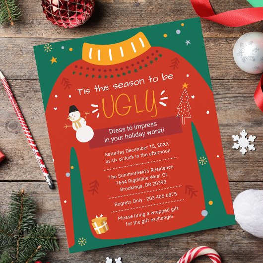 Kerstfeest lelijke trui uitnodiging flyer