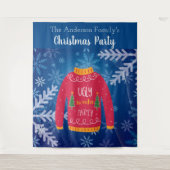 kerstfeest lelijke zweet rode blauwe sneeuwvlokken wandkleed (Voorkant)