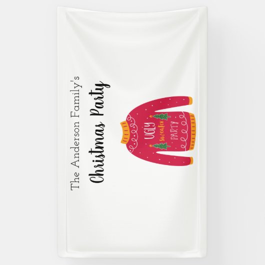 kerstfeest lelijke zweet rood wit spandoek (Verticaal)