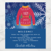 kerstfeest lelijke zweten rood blauw welkom wijn etiket (Enkel label)