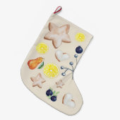 Kerstfeest Lemon Ginger Bread Waterverf Grote Kerstsok (Voorkant (Hangend))