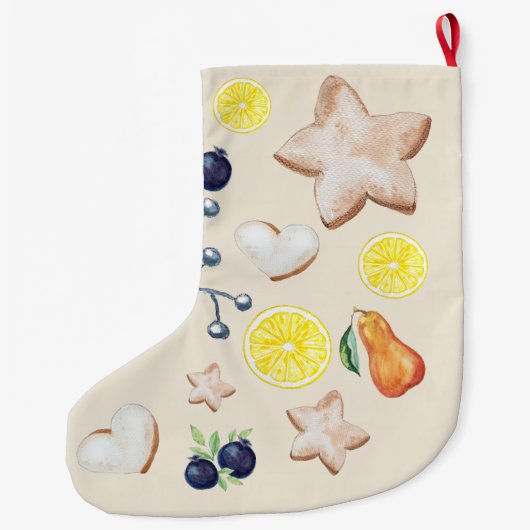 Kerstfeest Lemon Ginger Bread Waterverf Grote Kerstsok (Achterkant)