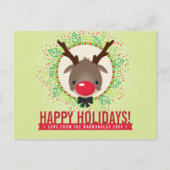 KERSTFEEST LIJST krans rode neus rendier rudolph Feestdagenkaart (Voorkant)