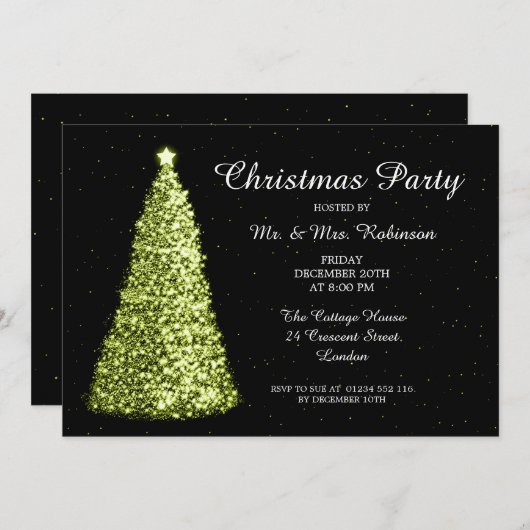 Kerstfeest Lime Green Kaart (Voorkant / Achterkant)