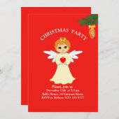 kerstfeest Little Angel on Red Invitation Kaart (Voorkant / Achterkant)