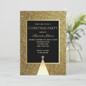 Kerstfeest Luxe Zwart en Goud Glitter Kaart (Staand voorkant)