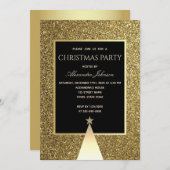 Kerstfeest Luxe Zwart en Goud Glitter Kaart (Voorkant / Achterkant)