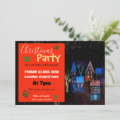 Kerstfeest magische nachtscène kaart (Staand voorkant)