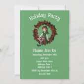 Kerstfeest meisje elf poinsettia krans  kaart (Voorkant)