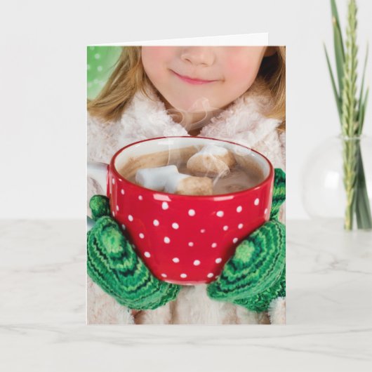 KERSTFEEST meisje kop hete chocomel Groet Kaart (Voorkant)