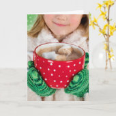 KERSTFEEST meisje kop hete chocomel Groet Kaart (Gele Bloem)