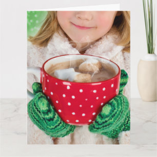 KERSTFEEST meisje kop hete chocomel Groet Kaart