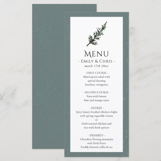 kerstfeest | Menu Waterverf Winter Wedding (Voorkant / Achterkant)