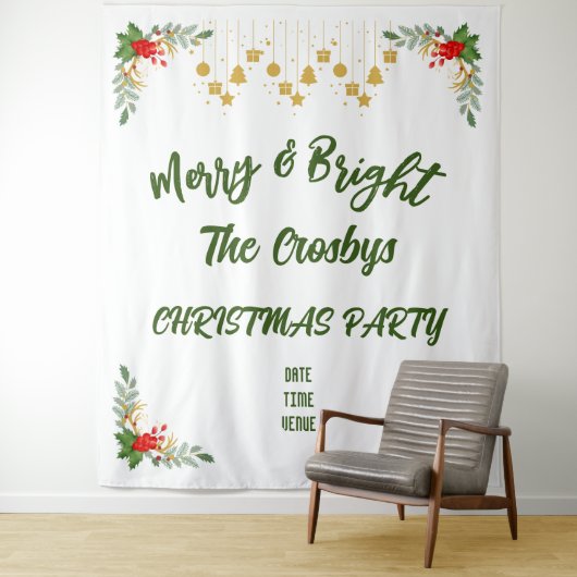 Kerstfeest Merry And Bright Aangepast Script Wandkleed (In situ)