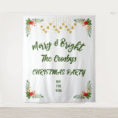 Kerstfeest Merry And Bright-feest aangepast script Wandkleed (Voorkant)