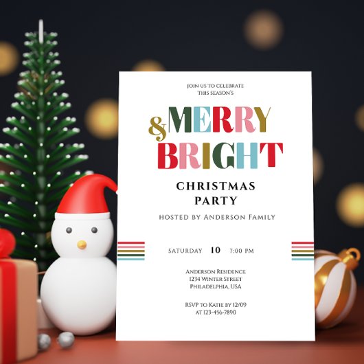 Kerstfeest Merry & Bright Retro Kleurrijk Witte Ke Kaart