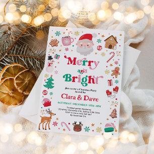 Kerstfeest Merry & Bright Rood Roze Groen Kaart
