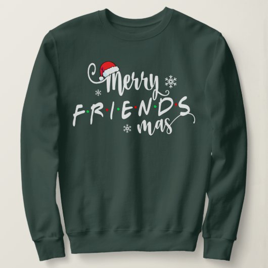 Kerstfeest Merry Friendsmas Santa Hat Matching Fam Trui (Design voorkant)