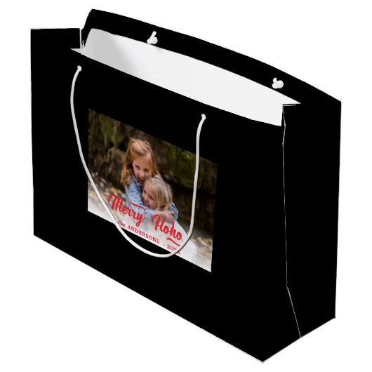 Kerstfeest Merry Ho Ho Groot Cadeauzakje (Achterkant Gekanteld)