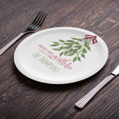 kerstfeest Merry Mistletoe Holiday Berries Greener Papieren Bordje