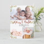 Kerstfeest Merry n BrightScript Calligrafie Foto (Staand voorkant)