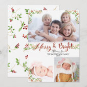 Kerstfeest Merry n BrightScript Calligrafie Foto (Voorkant / Achterkant)