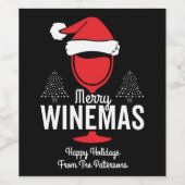 Kerstfeest Merry Winemas Holiday Funny Persoonlijk Wijn Etiket (Enkel label)