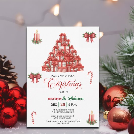 Kerstfeest met berg cadeaus kaart