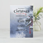 Kerstfeest met besneeuwde pijnboom kaart (Staand voorkant)