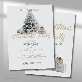 Kerstfeest met boom en cadeaus uitnodiging