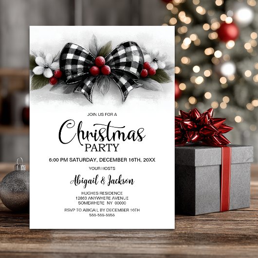 Kerstfeest met Buffalo Plaid Strik Kaart