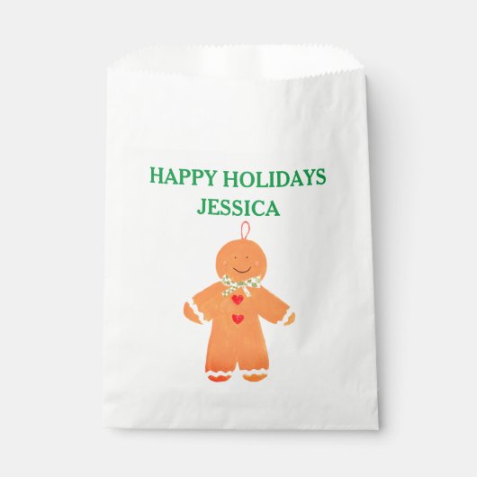 kerstfeest met cadeau voor ontbijt bedankzakje (Voorkant)