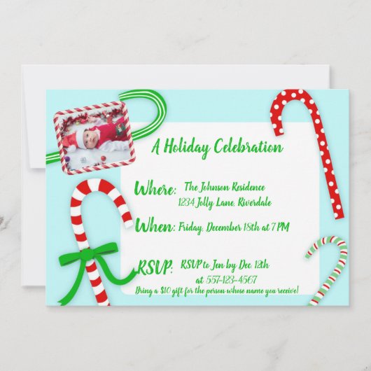 Kerstfeest met Candy Cane Kaart (Voorkant)