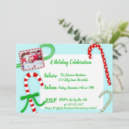 Kerstfeest met Candy Cane Kaart (Staand voorkant)