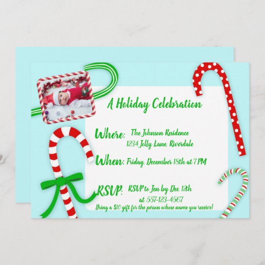 Kerstfeest met Candy Cane Kaart (Voorkant / Achterkant)