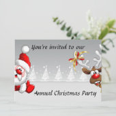 Kerstfeest met cartoon santa-rendier kaart (Staand voorkant)