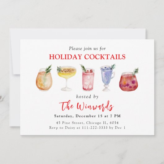 Kerstfeest met cocktails kaart (Voorkant)