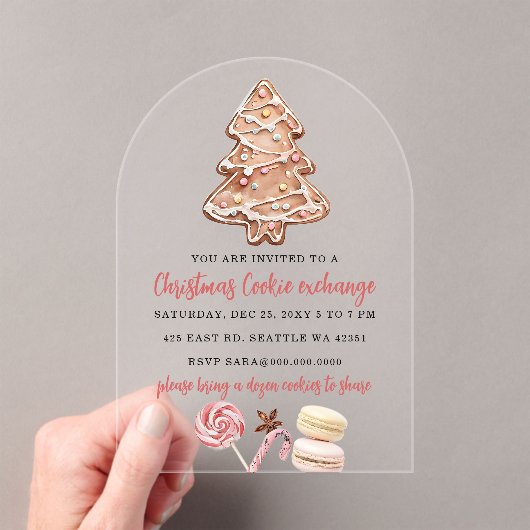 Kerstfeest met Cookie-uitwisseling Acryl Uitnodigingen (Insitu (Draagbaar))