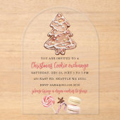 Kerstfeest met Cookie-uitwisseling Acryl Uitnodigingen (Voorkant)