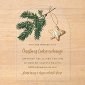 Kerstfeest met Cookie-uitwisseling Acryl Uitnodigingen (Voorkant)