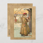  kerstfeest met de gouden bedden pater in sneeuw briefkaart (Voorkant / Achterkant)