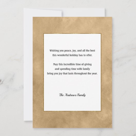  kerstfeest met de gouden bedden pater in sneeuw feestdagenkaart (Achterkant)