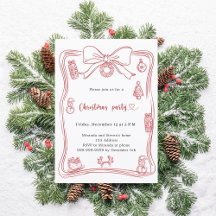Kerstfeest met de hand getekende rode strik