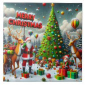 Kerstfeest met de Kerstman en het rendier Tegeltje (Voorkant)