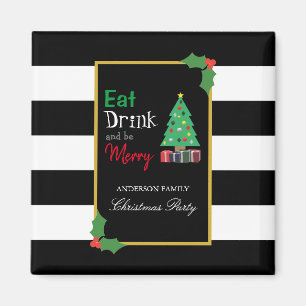 Kerstfeest met eten, drinken en vrolijk zijn magneet