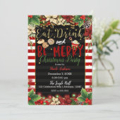 Kerstfeest met eten, drinken en vrolijkheid kaart (Staand voorkant)