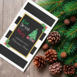 Kerstfeest met Eten Drinken en Vrolijkheid Servet