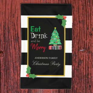 Kerstfeest met Eten Drinken en Vrolijkheid Spandoek
